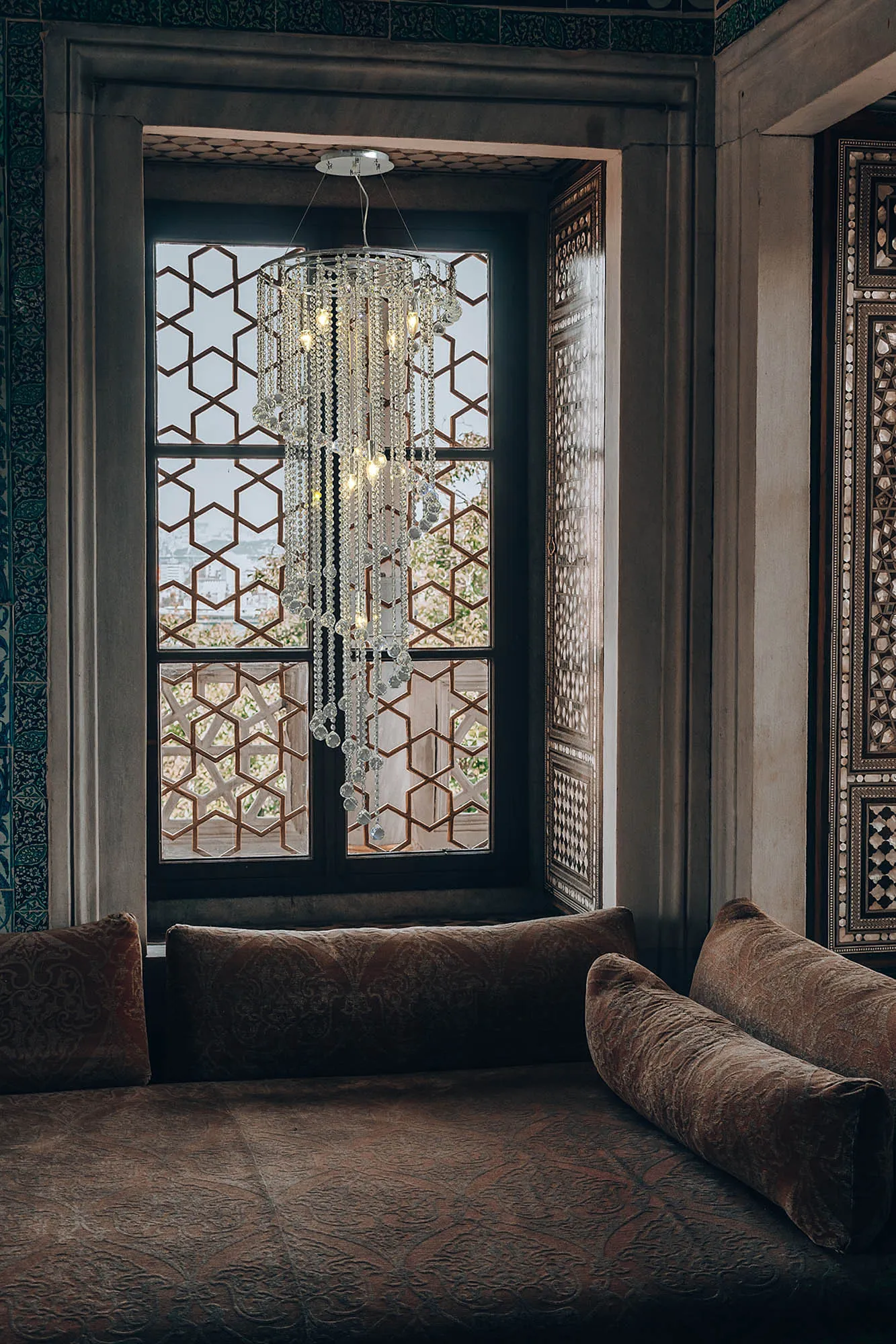 Atla Polished Chrome Crystal Ceiling Lights Diyas Statement Crystal Fittings